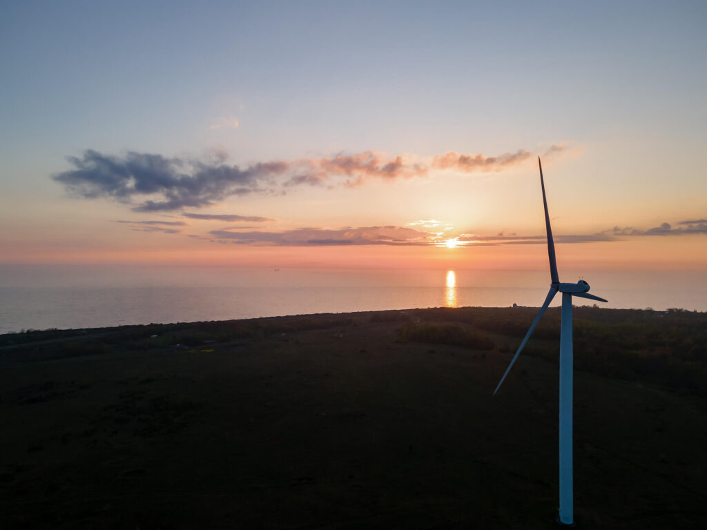 image of windmill at dusk